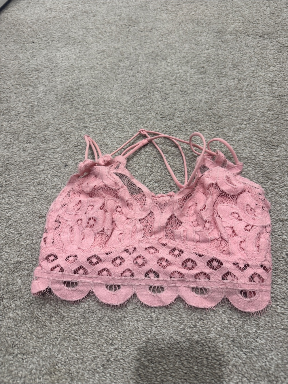 Lace Bralette Crop Top - Pink